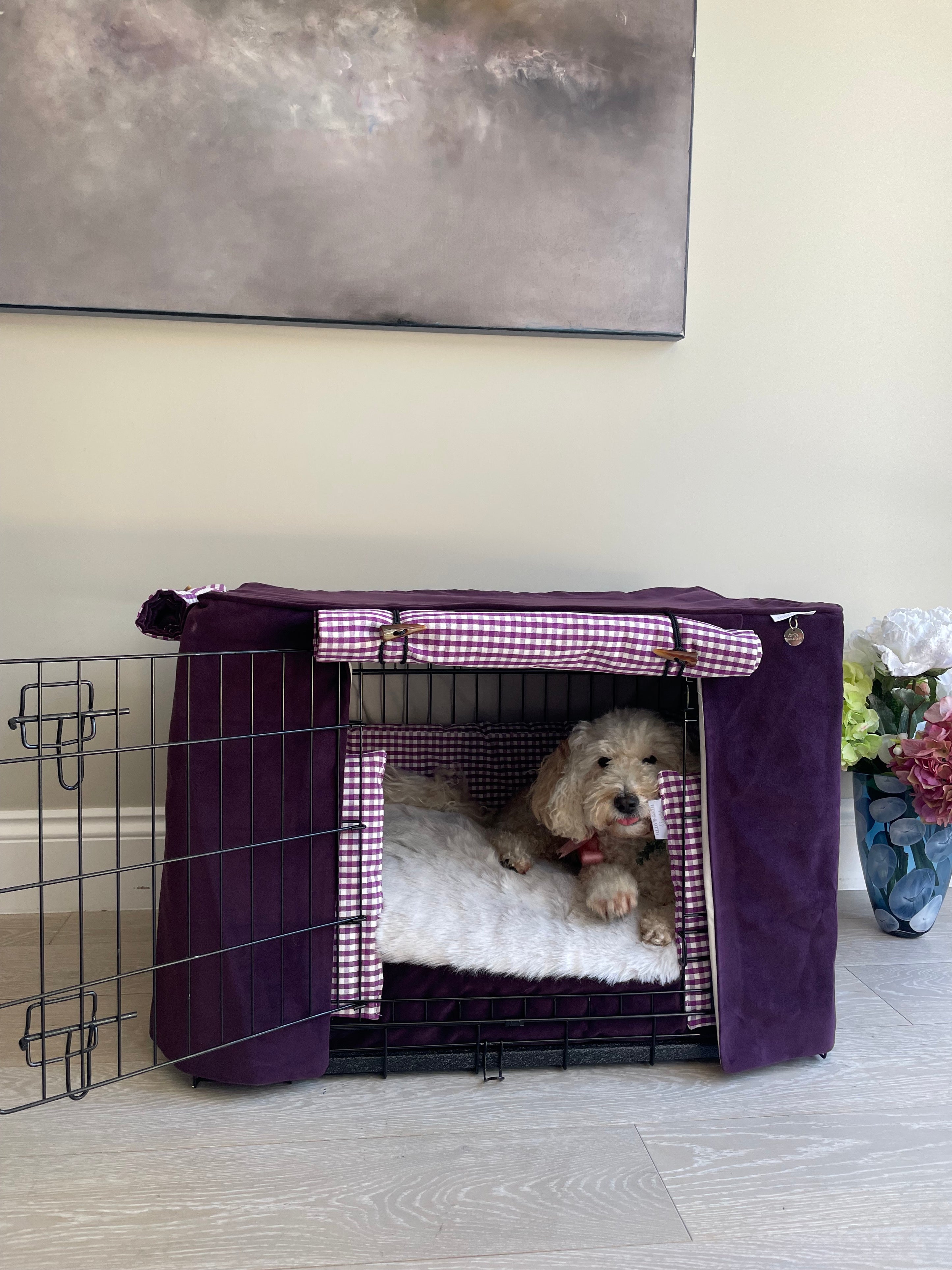 Hugo & Otto Designers & Makers of Luxury Dog Beds & Dog Crate Sets - Soft Large Dog Crate Set With Double Mattress And Easel